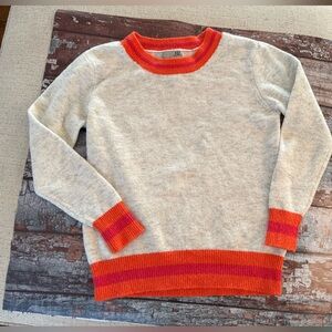Kut from the Kloth Light Gray Sweater with Bold Orange Trim